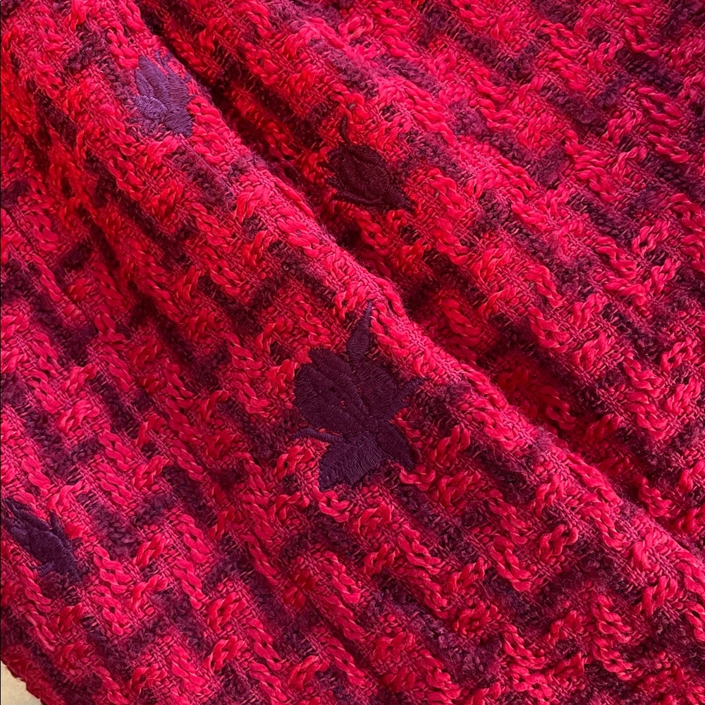 Fanm Mon Boucle Tweed Samantha Dress in Cherry Red Embroidered Medium - Picture 11 of 11